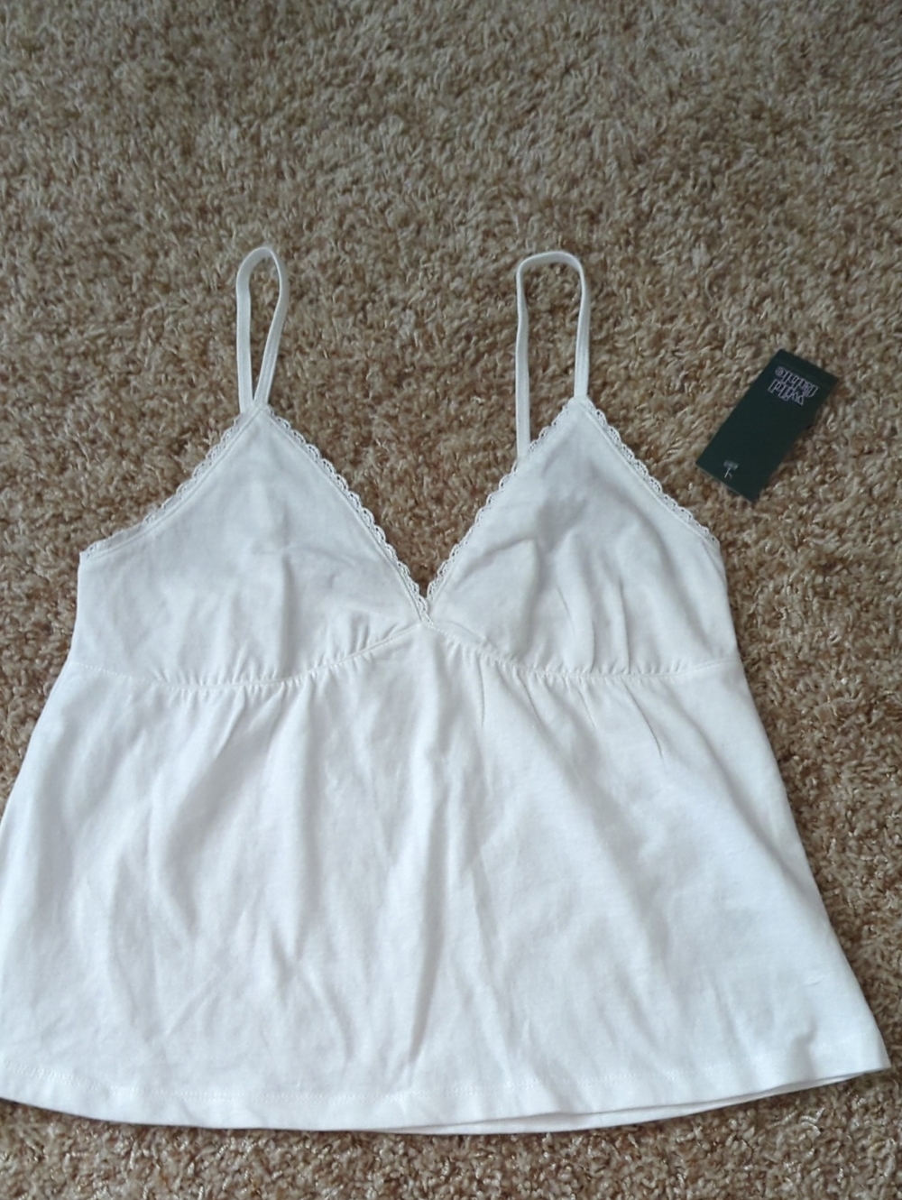 Euro Summer Lace Triangle Cami Tank White Strappy Wild Fable  XS Layering